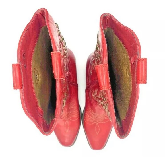 Lime Light Vtg Red Embroidery Studded Cowboy Boots Rare - Picture 12 of 12